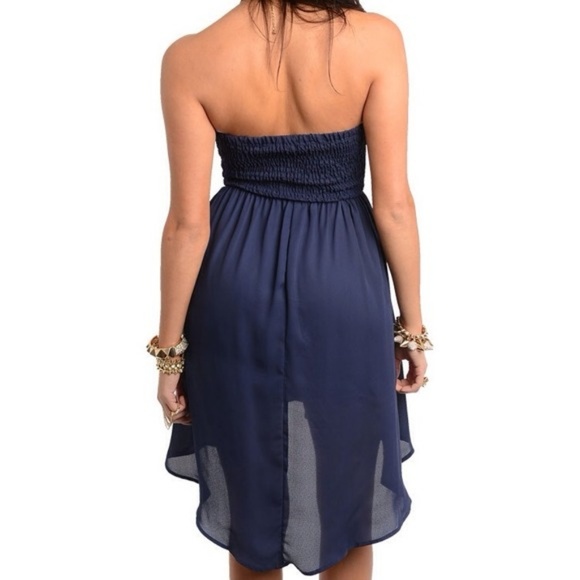 Navy and Brown Animal Print dress - Picture 2 of 3